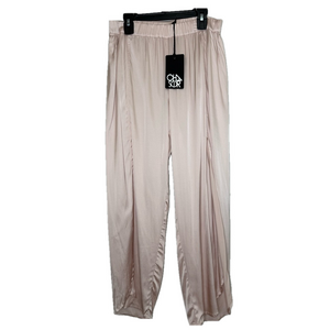 CHASER Women’s satin lounge pants size small open legs In blush NWT